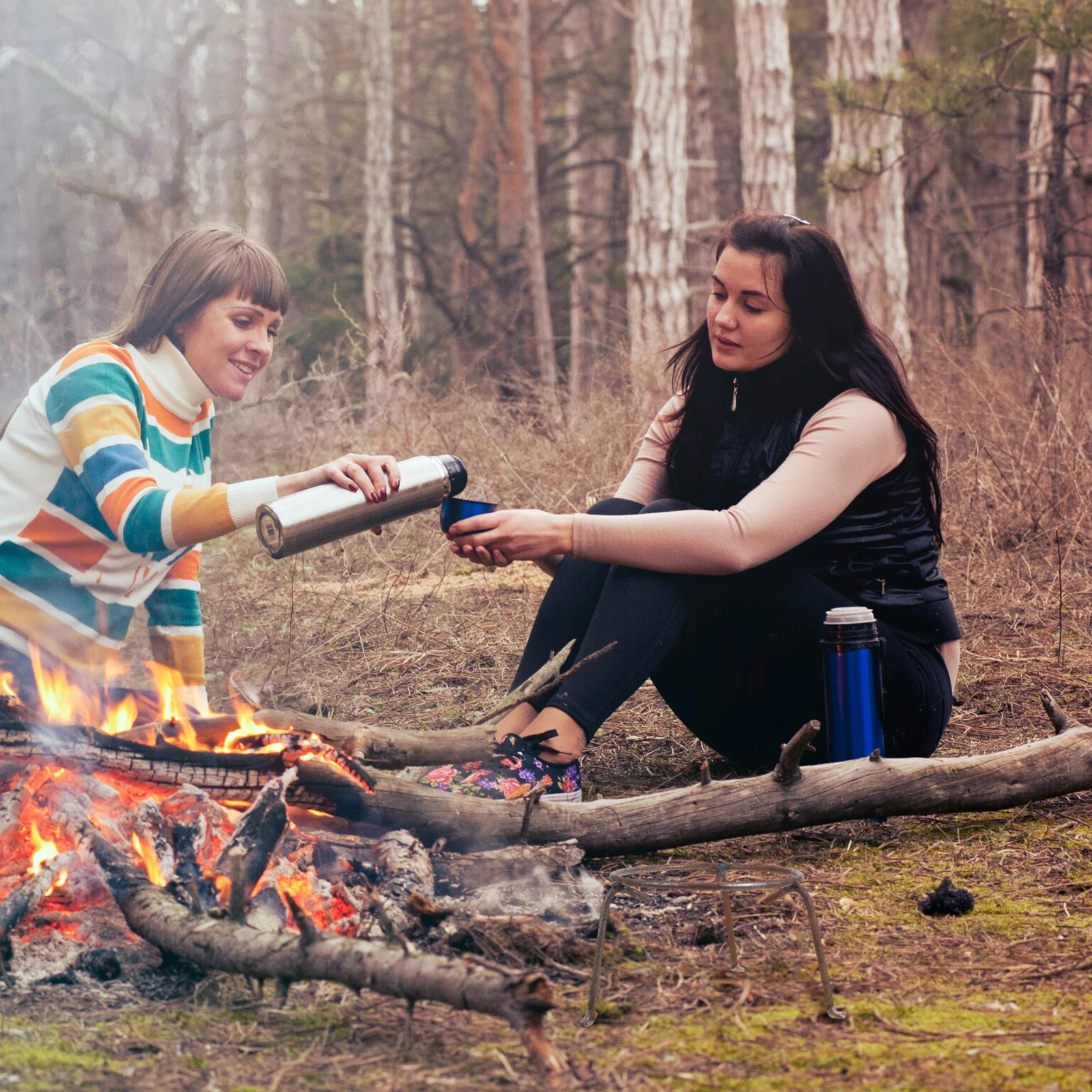 

Pot Stand Rebar Wear Resistant Stove Rack Outdoor Cooking Camping Survival Multi-Function Wok Holder Fire Pit Metal Pan Rack