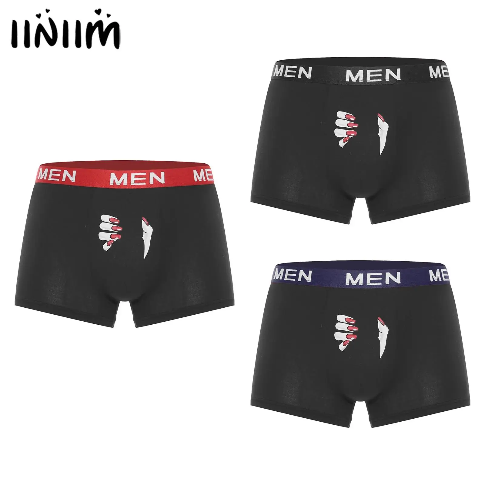 

Комплект из 3 предметов, мужские эластичные боксеры с выпуклым мешочком, нижнее белье, шорты-боксеры с забавным принтом, повседневные трусы с эластичной резинкой на талии, Hombre Boxers