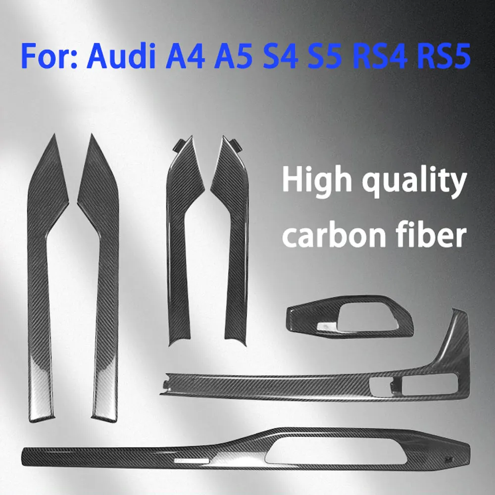 

Real Carbon Fiber Sport Style Interior 7-piece For Audi B9 PA A4 A5 S4 S5 2017-2023 Interior Decorative Panel Strips carbon