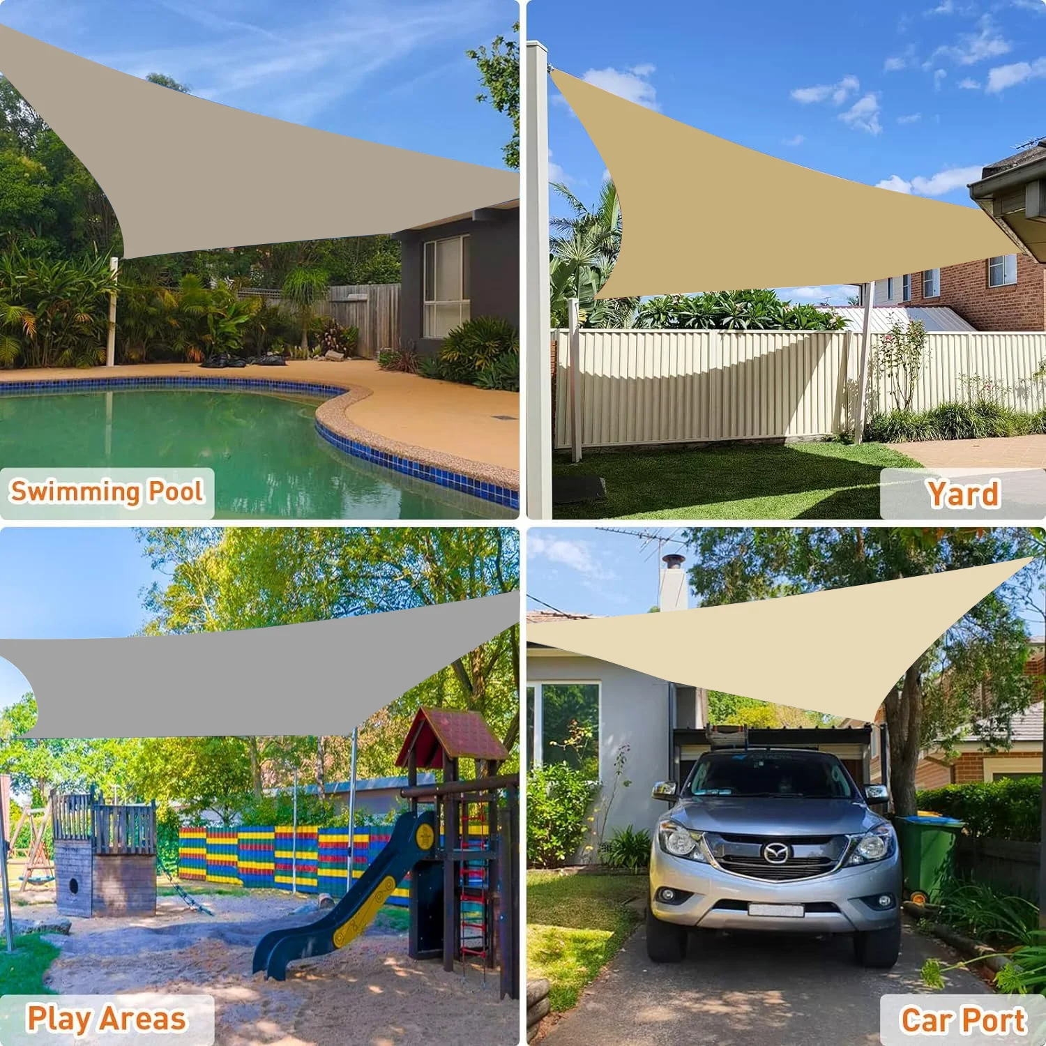 Awning Waterproof Sunshade Sail Outdoor Terrace Lawn Beach Garden Carport Backyard Deck Pavilion Awning