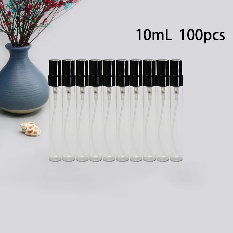 100 stks 5 ml/10 ml mini compact helder glas hervulbare vernevelaar Spray Reizen parfumflesje draagbare cosmetische tool