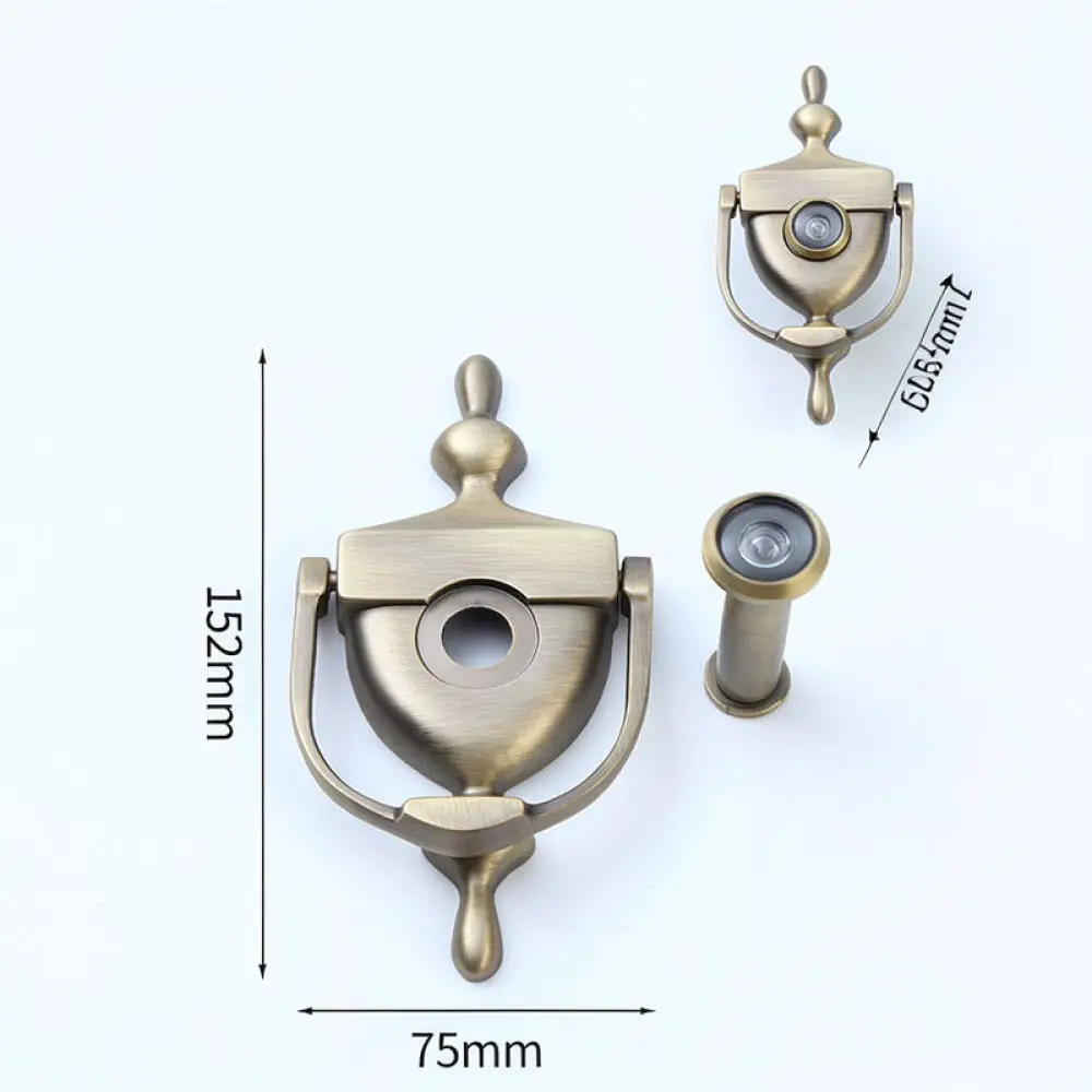 Retro Design Door Knocker Peephole Combo Zinc Alloy Decorative Hardware For Household Front Door Security Accessory