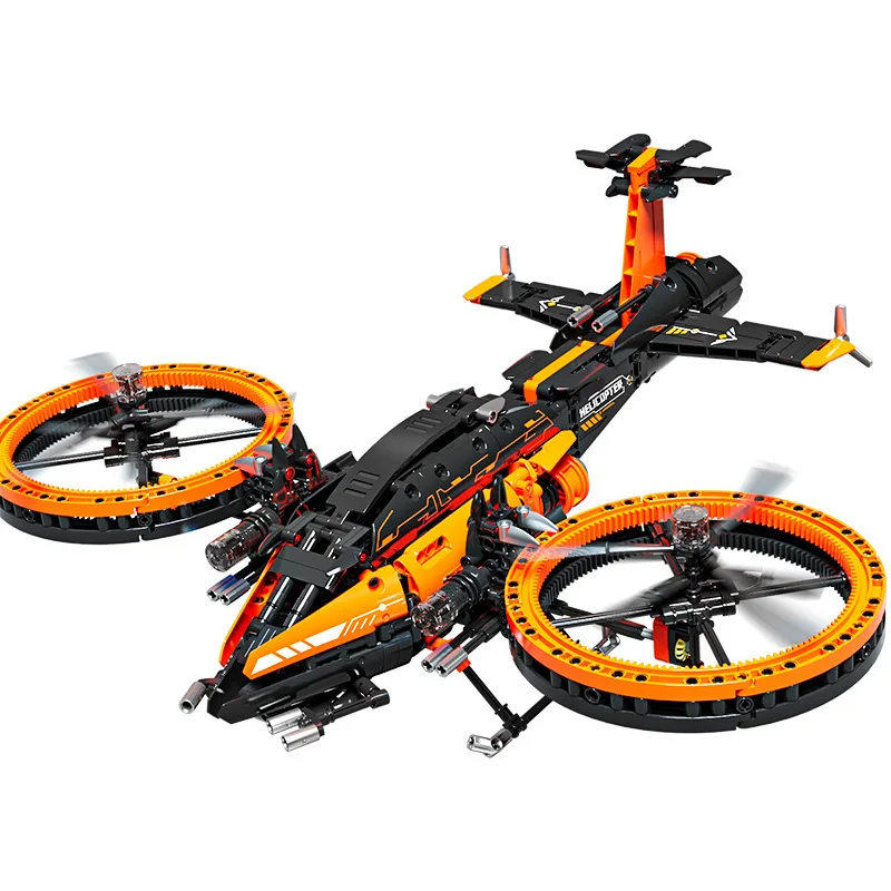 IN MAGAZZINO MOC Tecnico Militare Aerei da combattimento Building Blocks Assemblaggio di elicotteri Mattoni Modello Giocattoli per bambini Set regalo