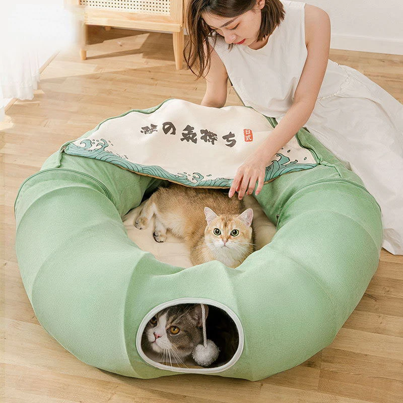 

Cat Tunnel Border Multi-functional Folding Cat Litter Cat Passage Rolling Ground Totoro Toy Drill Hole Tent Pet Supplies