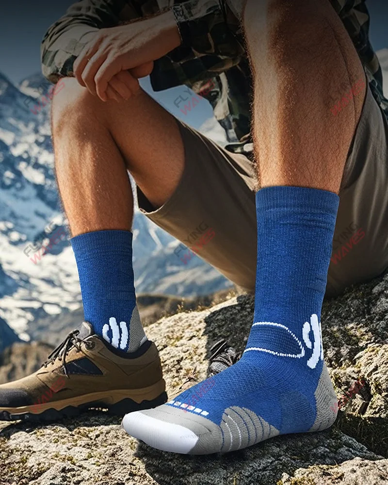 2 paia di calzini in lana merino per sport invernali sulla neve, calzini da campeggio per escursionismo a tubo medio spesso per uomini adulti e donne, traspiranti e traspiranti
