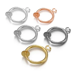 10pcs Retractable Clip on Ear Clip Hoop Non Piercing Silver Color Copper Round Earring Clips for Earrings Jewelry Making DIY