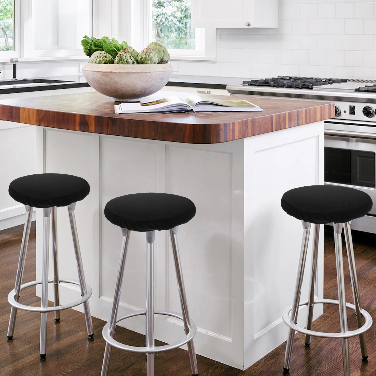 4 قطعة أغطية البراز المستديرة مقعد البراز حماة شريط مرن قابل للغسل وسادة كرسي الغلاف للكراسي 30-34 سنتيمتر #2