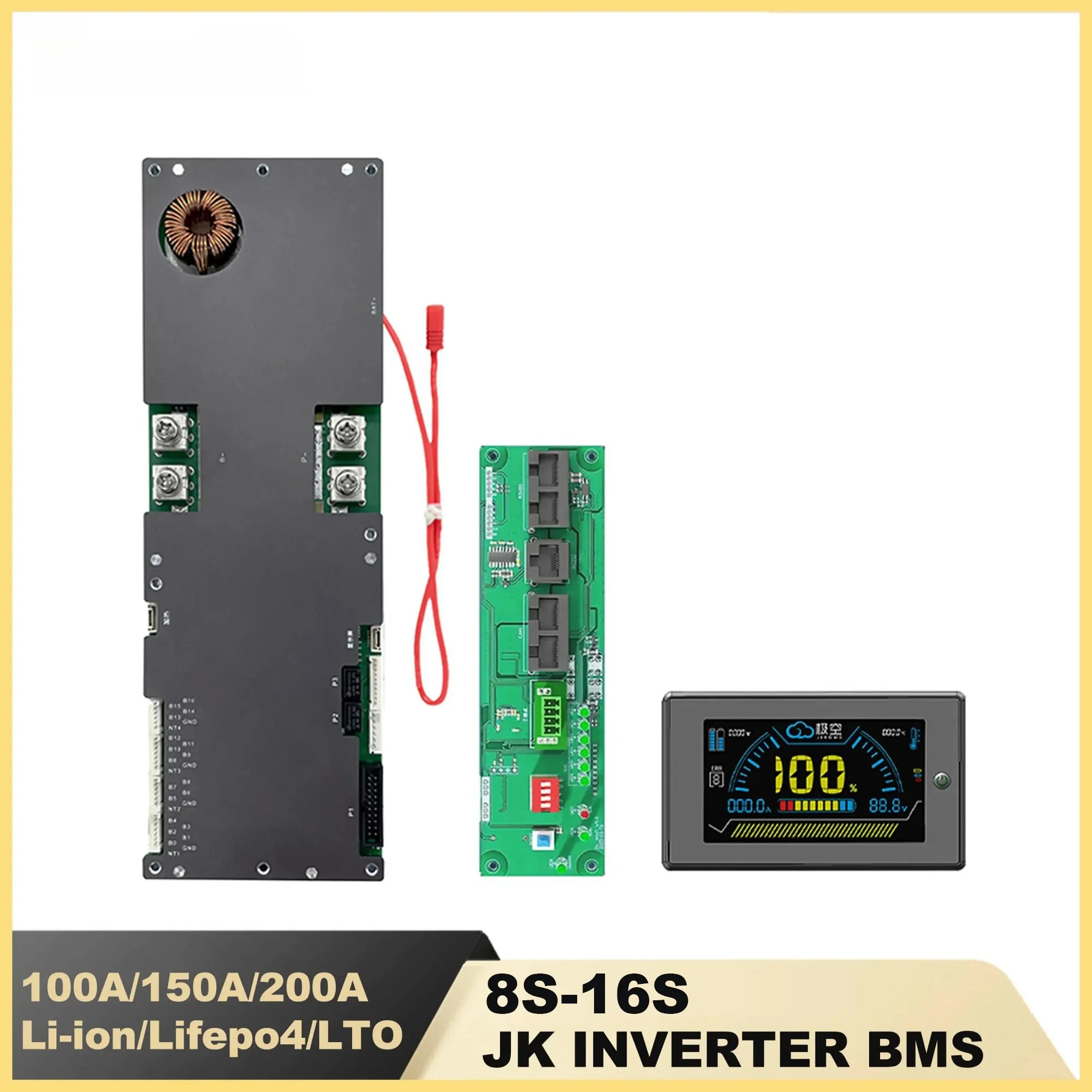 

JKBMS Smart Inverter BMS 8S 16S 24V 48V 100A 150A 200A 8S-16S Family Energy Storage For Growatt Deye Inverter Lifepo4/Li-ion/LTO