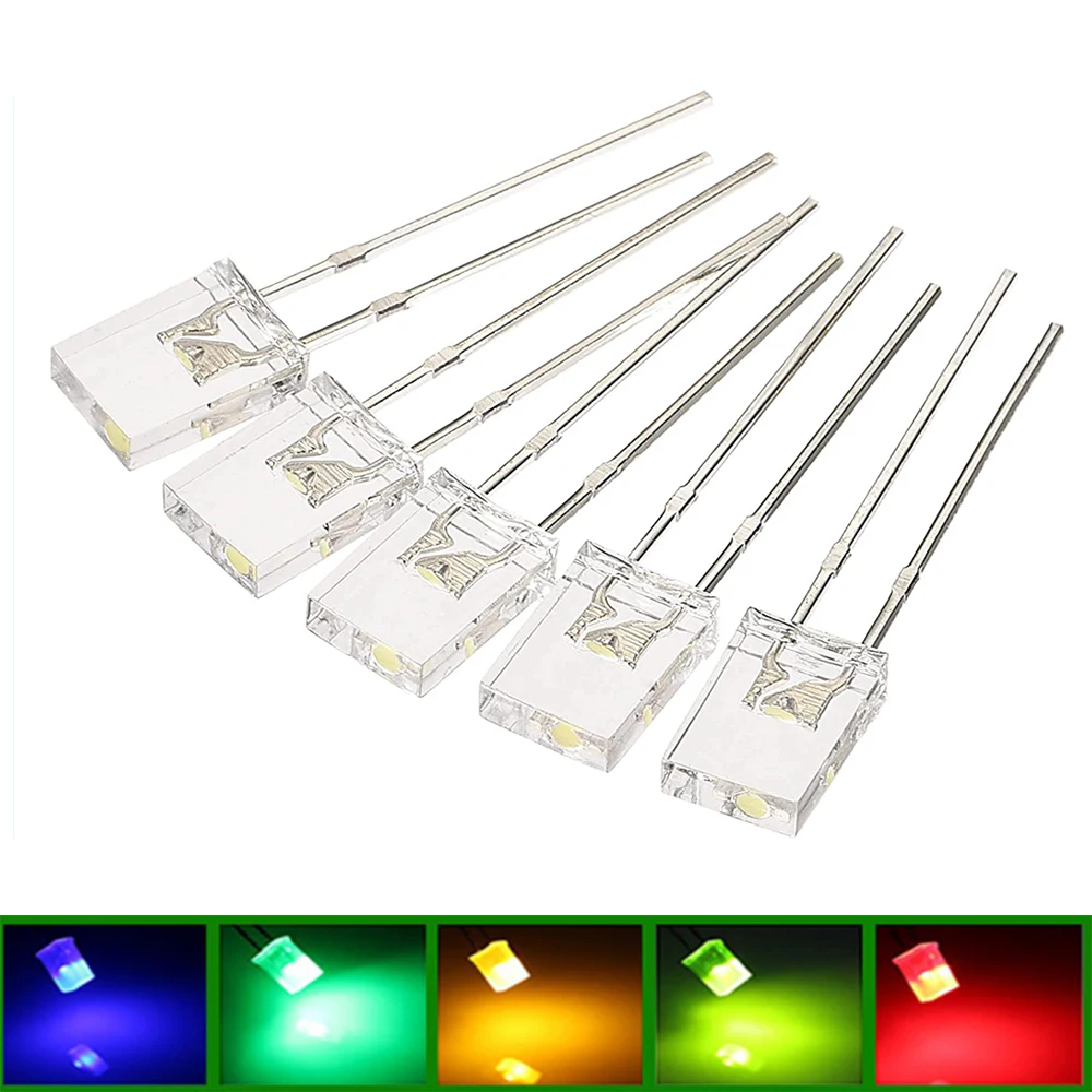 100Pcs 2x5x7 LED Diode Lights 257 Transparent Bright Multicolor Bulb Lamp Electronics Components Indicator Light Emitting Diodes