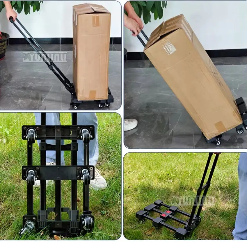 

2026 портативная тележка с нагрузкой 150 кг, 6-колесная складная тележка, грузовик, инструменты, мебель, инструменты для перемещения, универсальное колесо