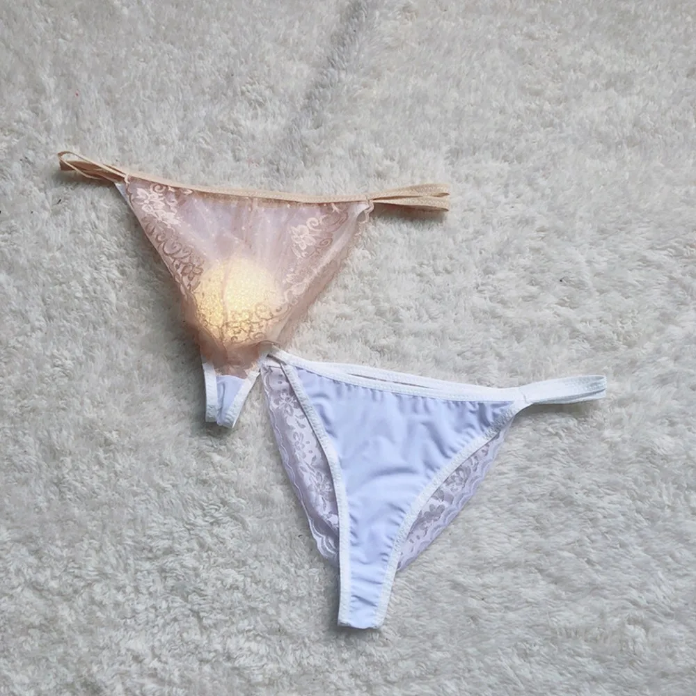 

Sexy Men Lace Sheer Pouch Summer Men's Panties G String Bikini Briefs Thongs Gay Sissy Pouch Underwear For Hot Man Underpants