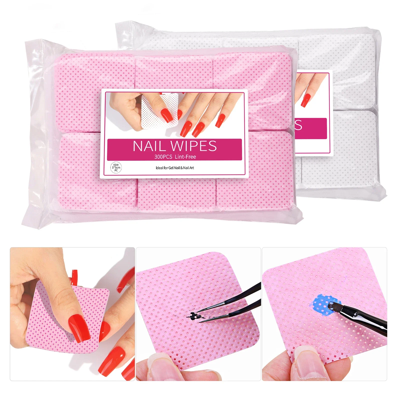 Misscheering Nail Polish Remover Wipes Nail Cleaning Pads, Non Woven Nail Pads for Women Girl Beauty Salon Nail Art Tool