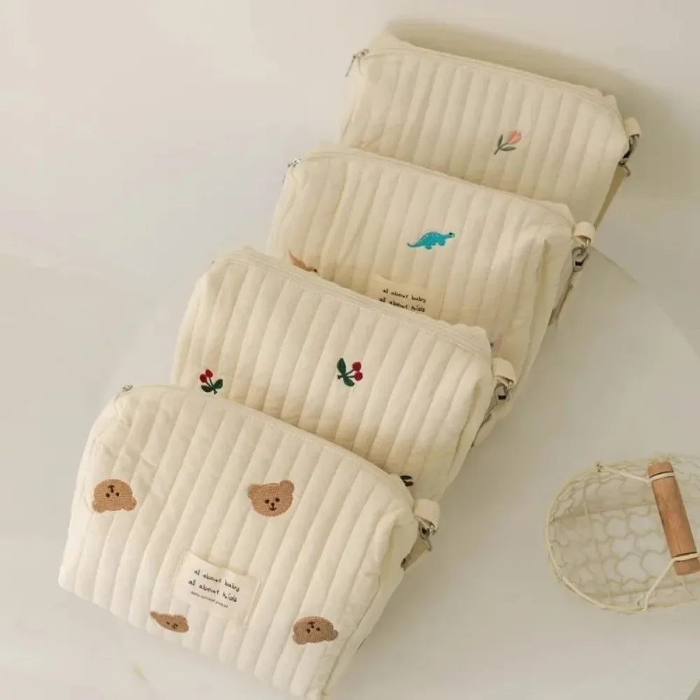 Милая хлопковая сумка для подгузников на молнии с вышивкой и милым принтом, органайзер для подгузников, косметички