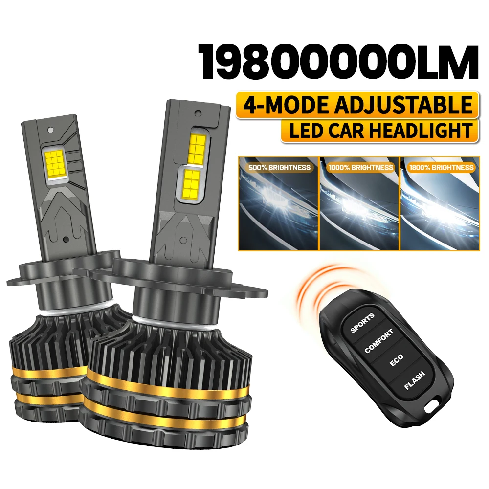 2pcs H7 LED Headlight 19800000LM Adjustable Headlamp H11 H1 HB3 9005 HB4 9006 9007 9008 9012 H4 LED Car Lights 6000K Auto Bulbs