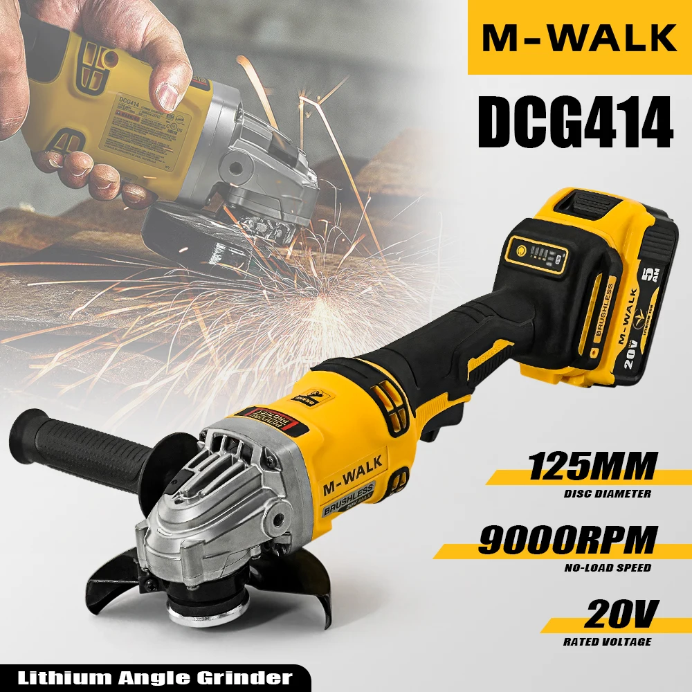 M-WALK 100/125 مللي متر 9000 دورة في الدقيقة فرش اللاسلكي طاحونة زاوية كهربائية آلة تلميع النجارة أدوات كهربائية لدبوس بطارية ديوالت 20 فولت