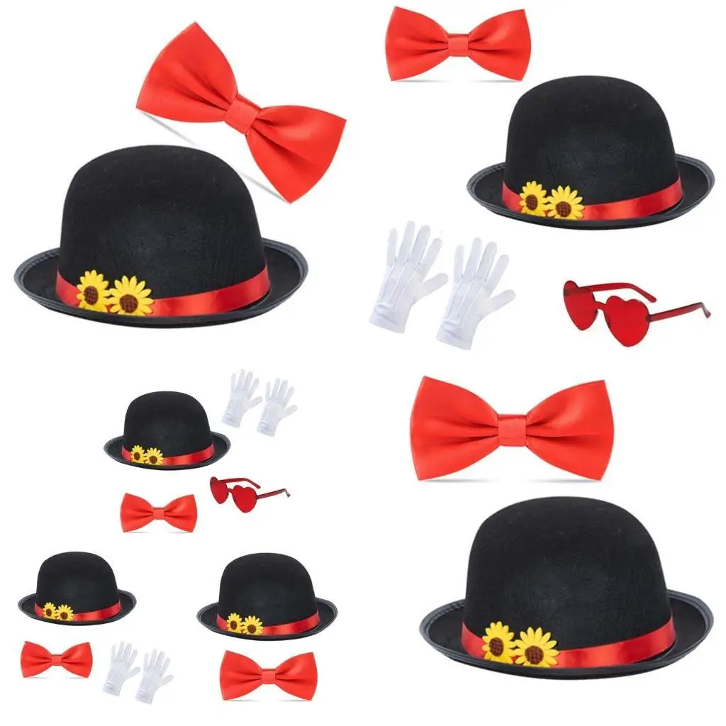 

39BB Halloween Magicians Costume Set with Hat Bowtie Sunglasses Cosplay Party Costume