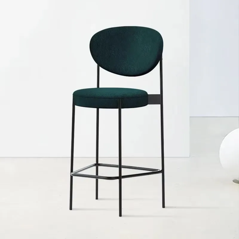 Modern American Style Bar Stool High Chair with Backrest Iron Frame Non-Foldable Home & Commercial Use Bar Furniture