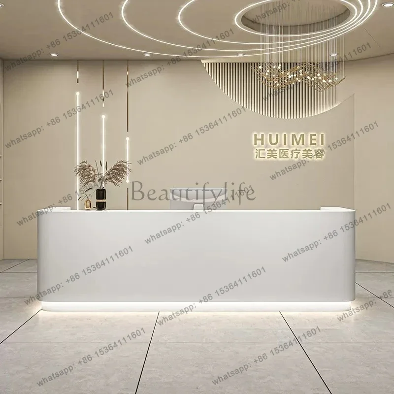 LSModern Minimalist Beauty Salon Cashier Desks Modern Design Clothing Store Company Reception Counter Office Furniture FYRD