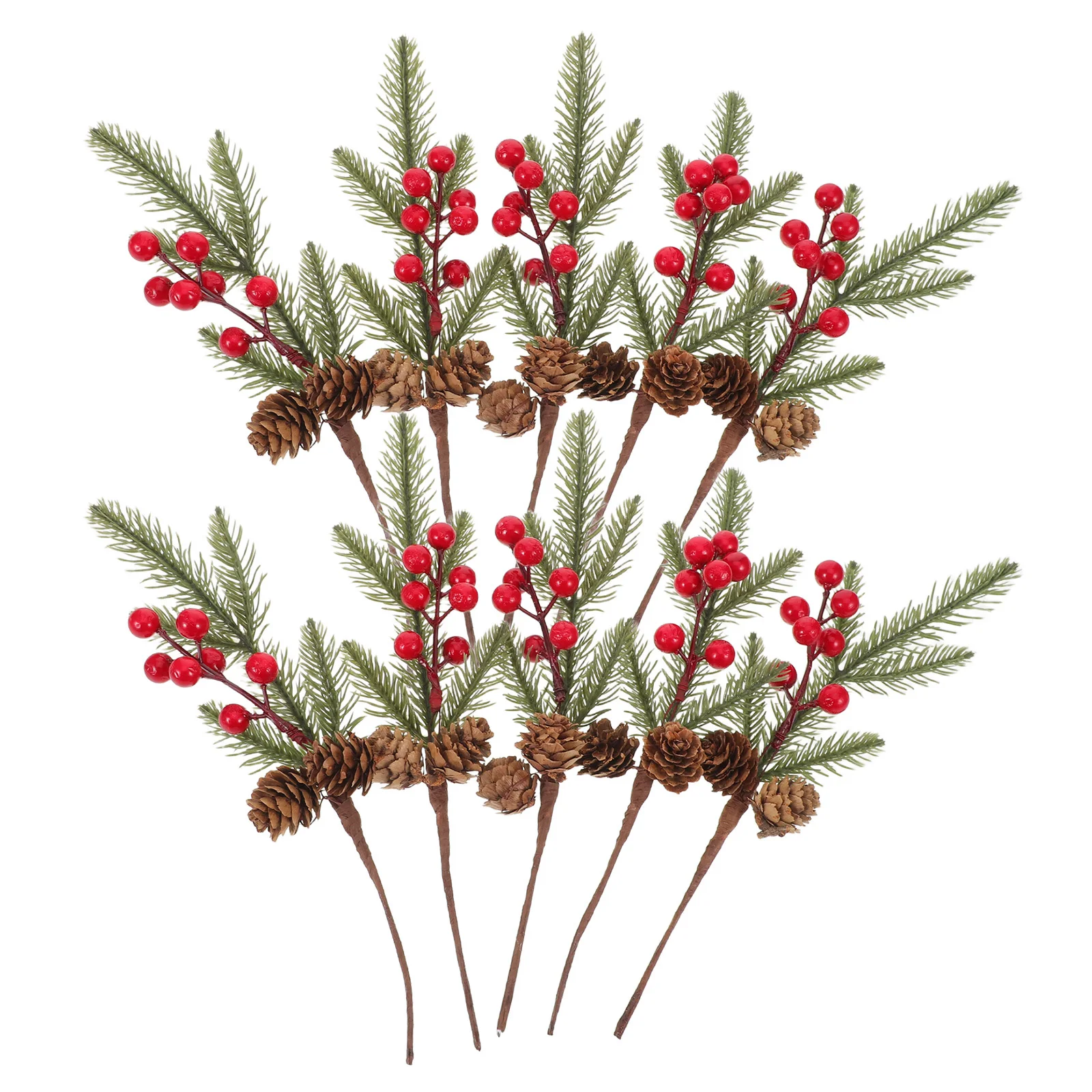 

10Pcs Faux Pine Picks Detailed Craftsmanship Easy Maintenance Holiday Decoration Supplies Simulated Pine Branches