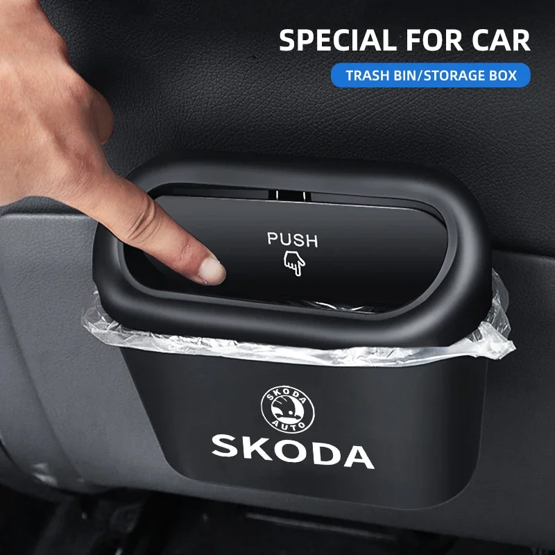 Car Trash Portable Garbage Case Storage Box For Skoda Octavia 2 A7 A5 A4 Vrs Fabia 2 1 Rapid Yeti Superb 3 Felicia Citigo