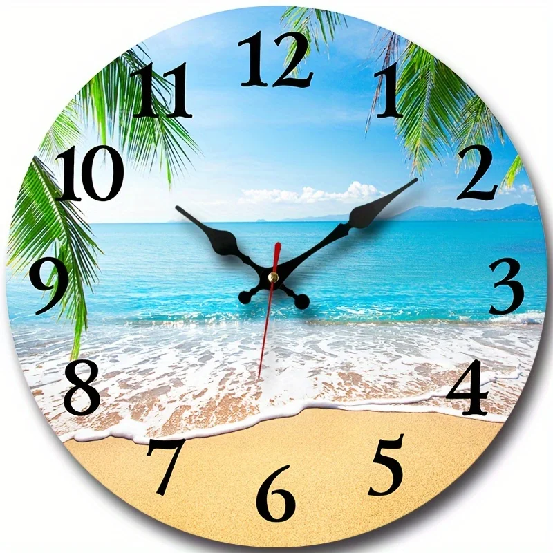 Modern Wooden Round Silent Wall Clock Quartz Battery Operated Decor for Living Room Bedroom Home Office Minimalist Wall Decor