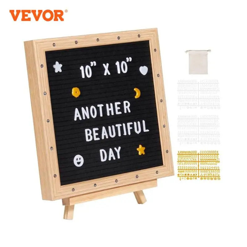 VEVOR Black Felt Letter Board Changeable Sign Built-in LED Lights Baby Announcement Sign for Home Classroom Office Decor Wedding