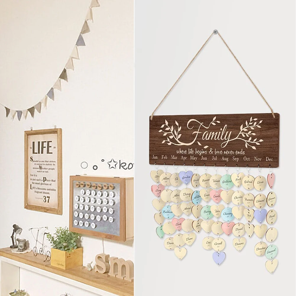 Mảng Bám Treo Vintage Gỗ Ký Tặng DIY Lịch Bảng Thẻ Nhà Trang Trí Sinh Nhật Kỷ Niệm Giáng Sinh Họ Nhắc Nhở