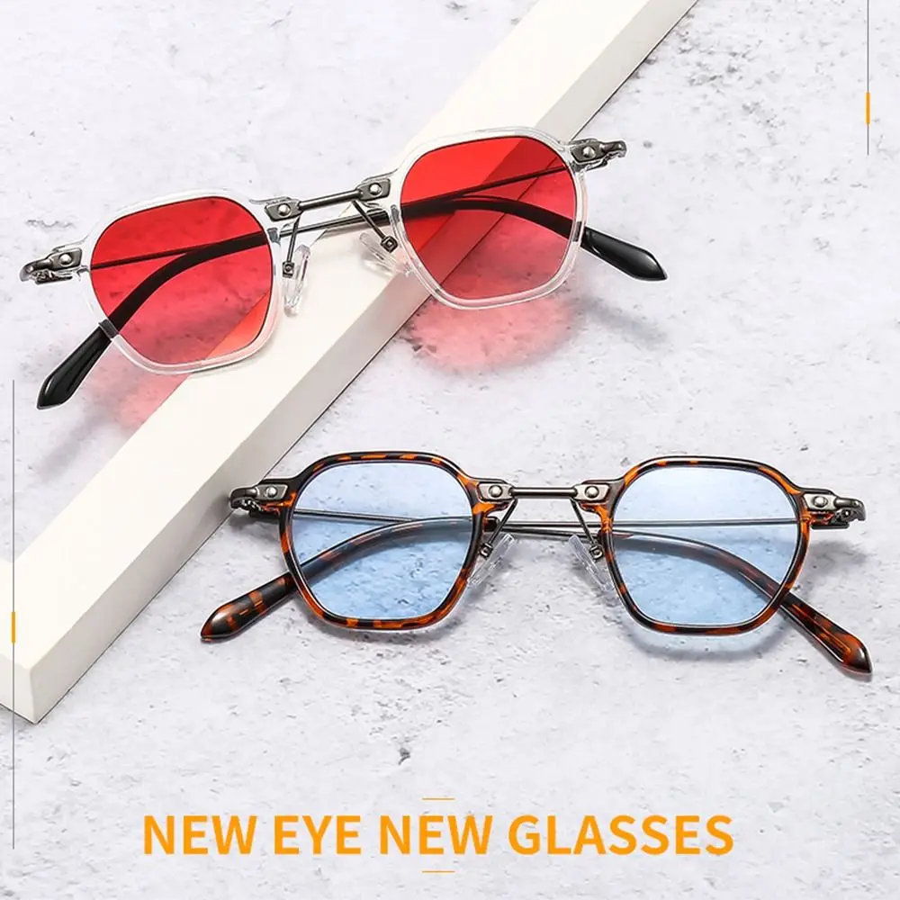 Small Polygon Frame Punk Sunglasses Vintage Avant Garde Small Sun Glasses Ocean Color Eyewear for Women & Men