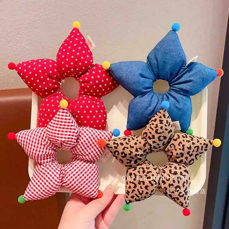 Gumka do włosów dla dzieci, urocza gumka do włosów w kropki z gwiazdkami, opaska do włosów dla dziewczynki do wiązania kucyka, opaska do włosów dla niemowląt do koków, akcesoria do włosów.