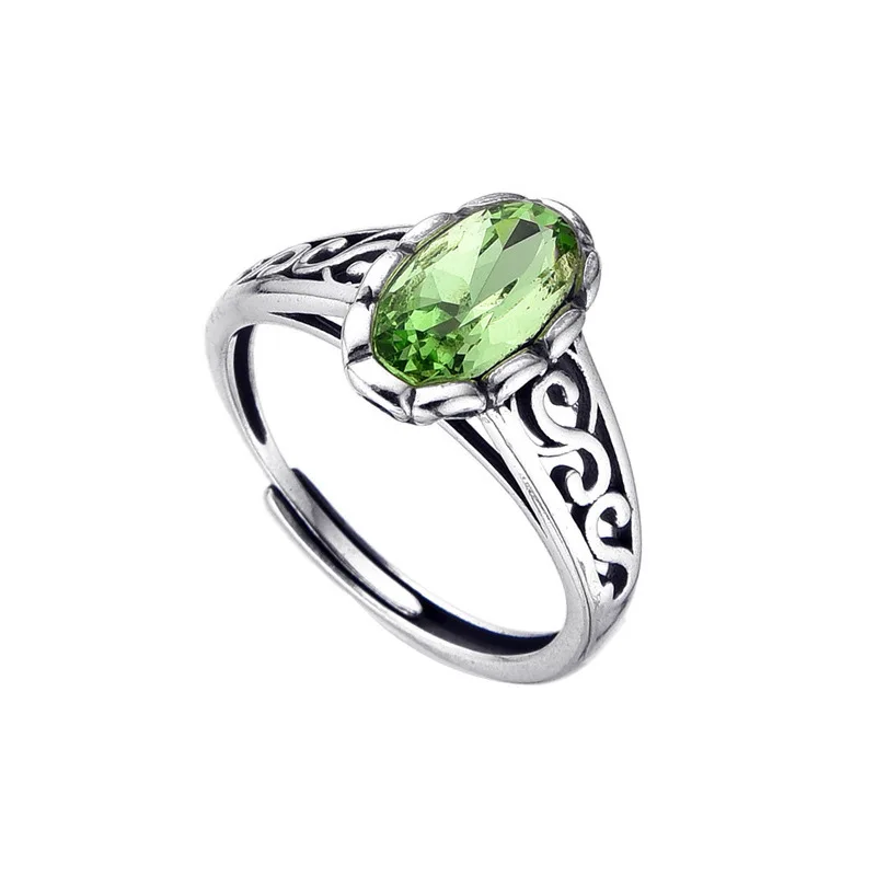 925 Sterling Silber Ellipse Zirkon verstellbare Ringe für Frauen Luxus Designer Schmuck Party Zubehör Geburtstagsgeschenk – Detail 4