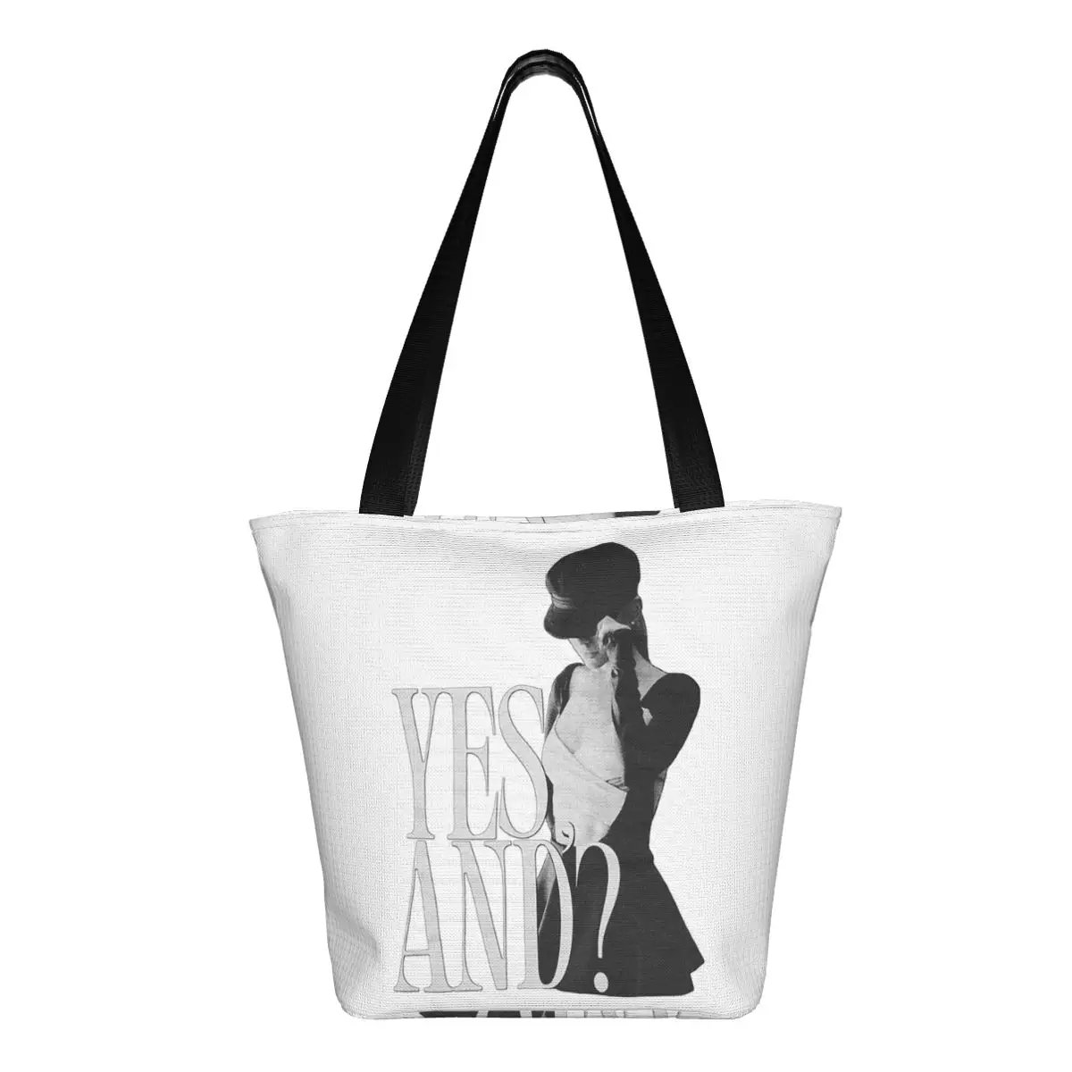 Ariana Grande Singer Sí Y Merch Canciones Bolsa de compras Lona Bolsos de hombro de gran capacidad Shopper Bolso de compras para mujer