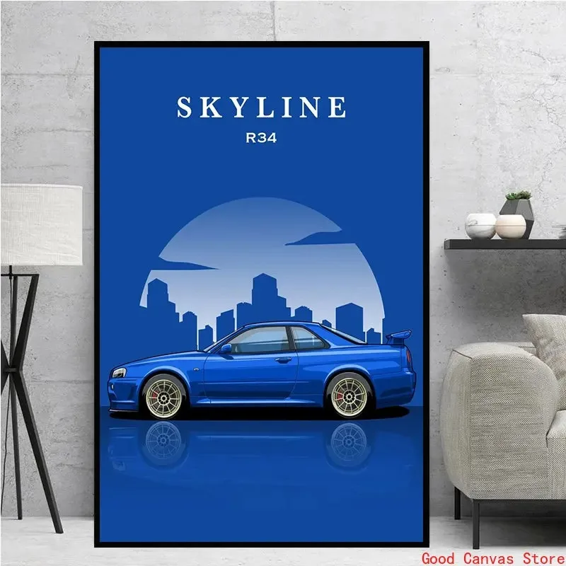 Jdm Cars Posters RWB Mazda MX5 Nissan Silvia S15 Toyota Trueno AE86 Canvas Painting HD Print Wall Art For Living Room Home Decor