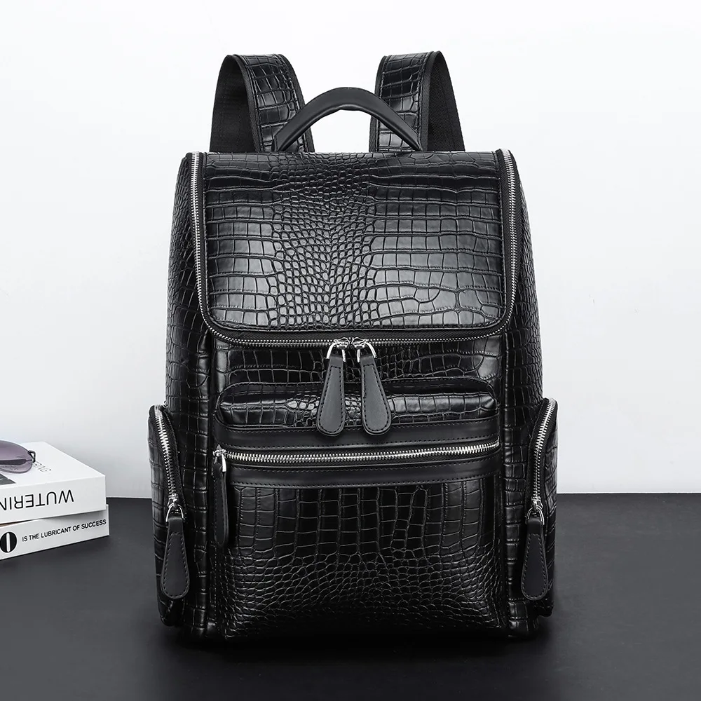 Luxus-Rucksack für Herren Business-Laptoptasche Modischer Alligator-Leder Reiserucksack für Männer Große Kapazität Herren-Schulranzen Rucksack – Detail 1