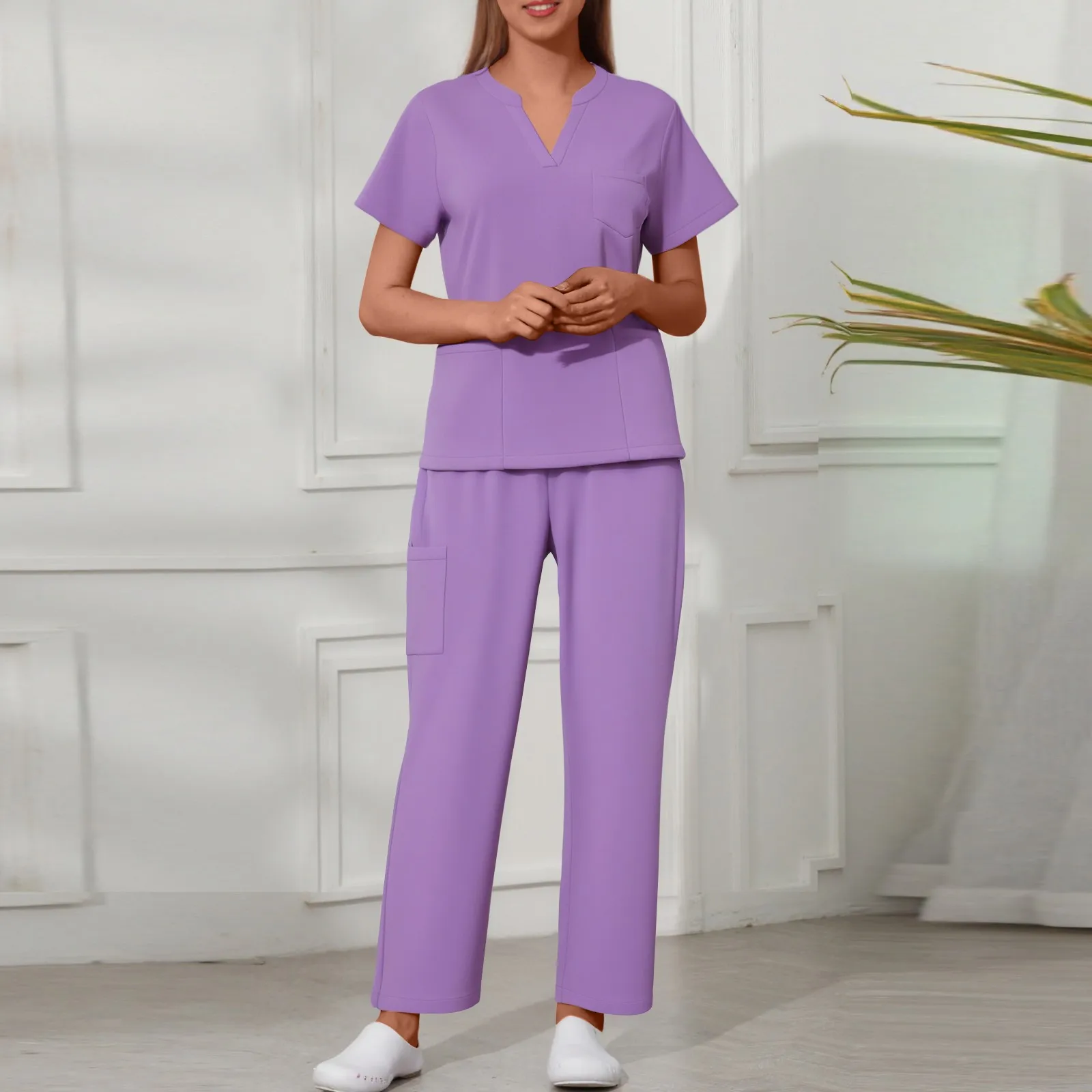 

Works Uniforms Nurse Scrubs Sets Women Fashion Uniforms Clinic Carer Clothes Nurse Doctor Dustproof Workwear