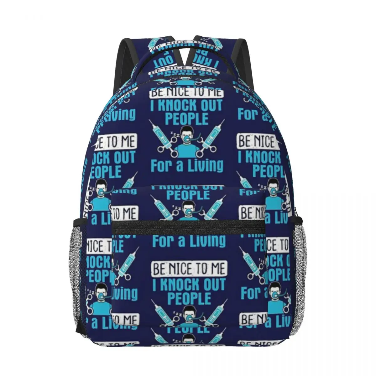 

Nurse Anesthetist CRNA Be Nice Woman Backpacks Boys Girls Bookbag Students School Bags Portability Travel Rucksack Shoulder Bag