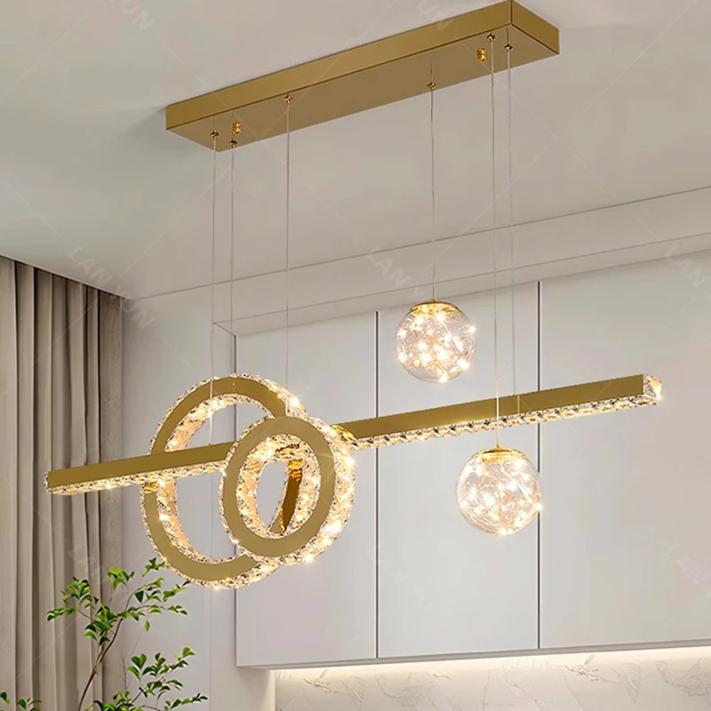 Imagem -05 - Smart Crystal Pendant Lights Decoração para Casa Moderna Lâmpadas de Salão para Sala de Estar Iluminação Interna