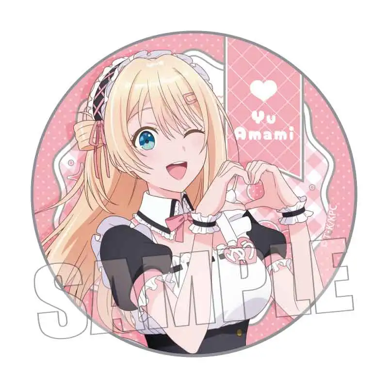 Anime I Made Friends With The Second Prettiest Girl In My Class Maid Outfit Amami Yu Circle Acrylic Cup Mat Keychains Desk Decor