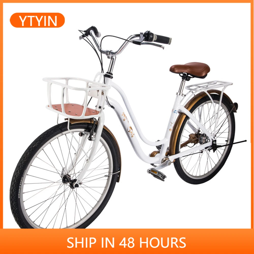 YTYIN تايوان Jiadexing 26 "دراجة بدون سلسلة للرجال والنساء للعمل ريترو الأميرة سيدة سيارة الترفيه ركاب الدراجة #1