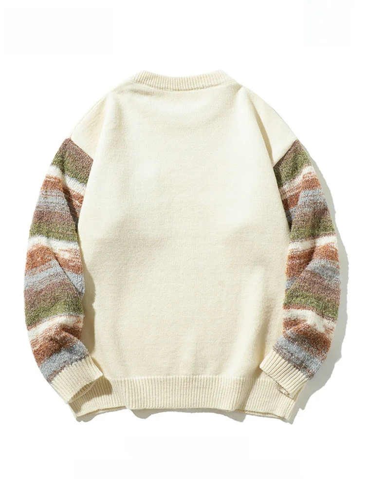 

Вязаный свитер оверсайз Wassup Dozen с круглым вырезом, зимнее пальто, дизайн в стиле колор-блок, повседневный свободный крой, трикотаж