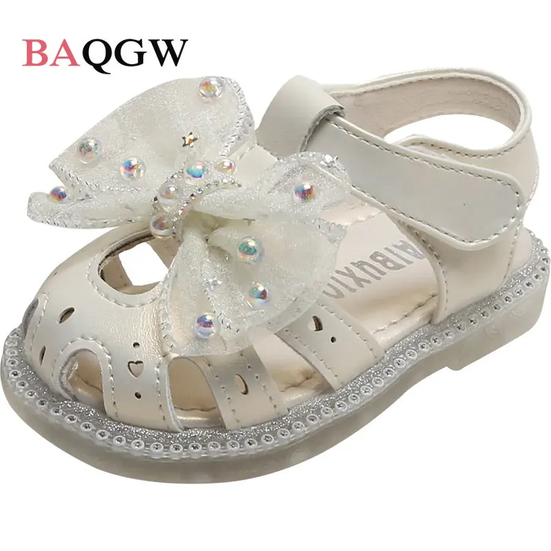 

Summer Hollow Out Princess Flats Toddler Soft Slip-Resistant Baby Girls Sandal Pearl Patchwork Kid Beachwear Casual Shoes