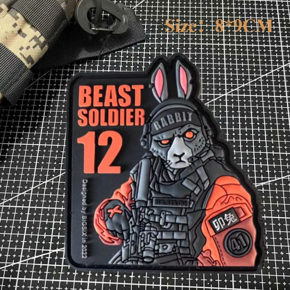 

Beast Warrior Zodiac Rabbit PVC Patch Military Enthusiast Personalized Outdoor Backpack Morale Badge DIY Appliques for Clothing