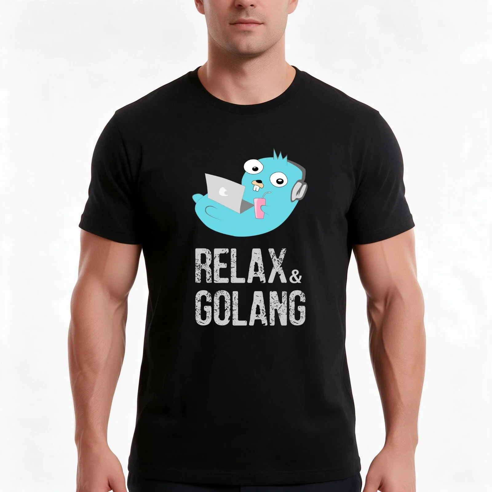 Relaxing Gopher T-Shirt, Summer Casual Cotton Tee, Oversized Streetwear Tops, Vintage Graphic Print, Loose Fit Short Sleeve
