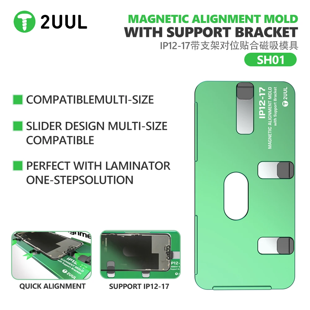 2UUL SH01 IP12-17 Magnetic Alignment Mold with Support Bracket for IPhone 12-17 Series Repair Magnetic Slider Bracket Tool