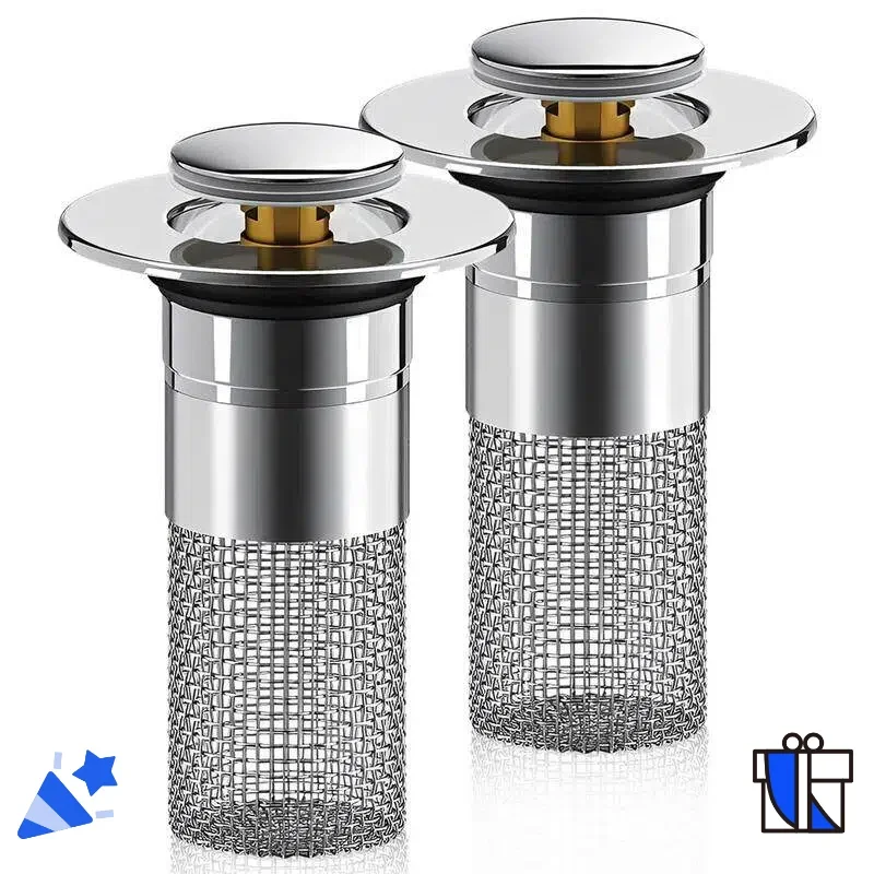 

2-Pack Bathroom Sink Hair Catcher 3-in-1 Anti-Clog Drain Strainer 1-1.5 Inch Universal