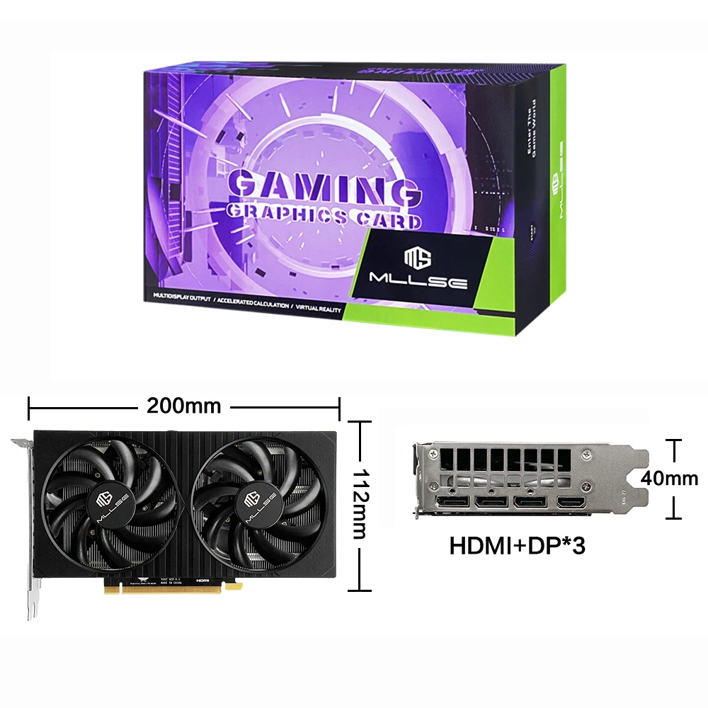 MLLSE RTX 3060Ti 8GB Graphics Card GDDR6 256Bit PCI Express 4.0 ×16 8Pin NVIDIA GPU Rtx 3060Ti Gaming Video Card Placa De Video