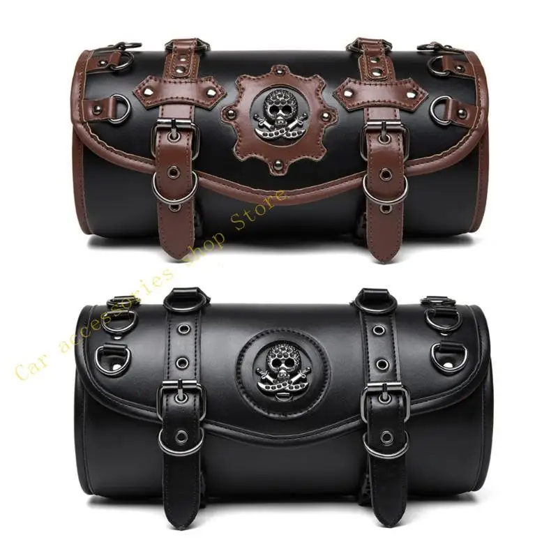 

T21E Stylish Motorcycle Front Fork Tool Bag PU Leather Universal Pouches Saddlebag Suitable for Daily Commute and Long Rides