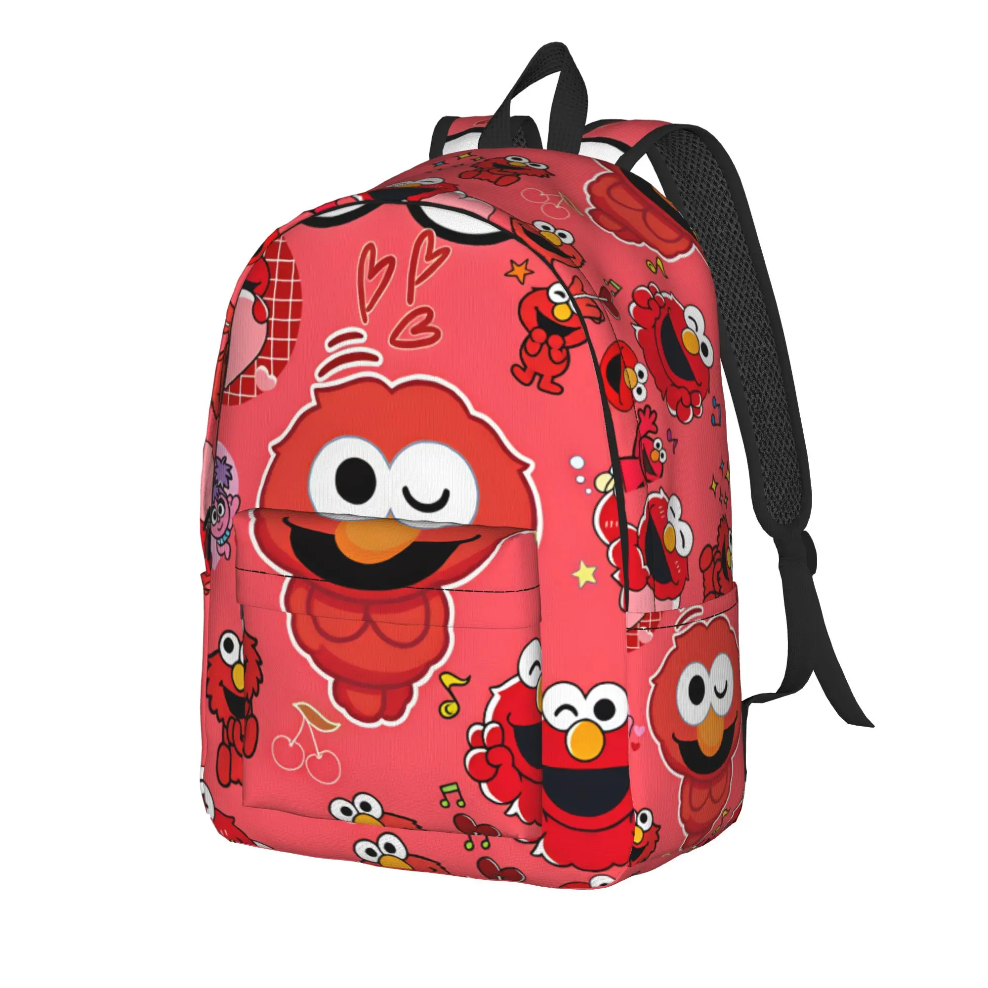 Sesames Streets Backpack Student Unisex Elmo Anime Monster Large Backpacks Polyester Casual School Bags Hiking Colorful Rucksack