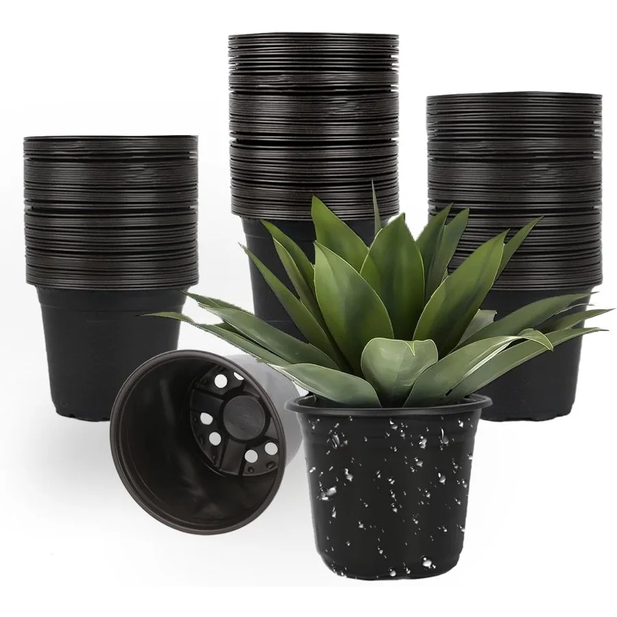 

100 Packs Nursery Pots 4 5 6 Inches Plastic Nursey Pots for Plants with Drainage Holes Seed Starting Garden Pots of Flower Plan