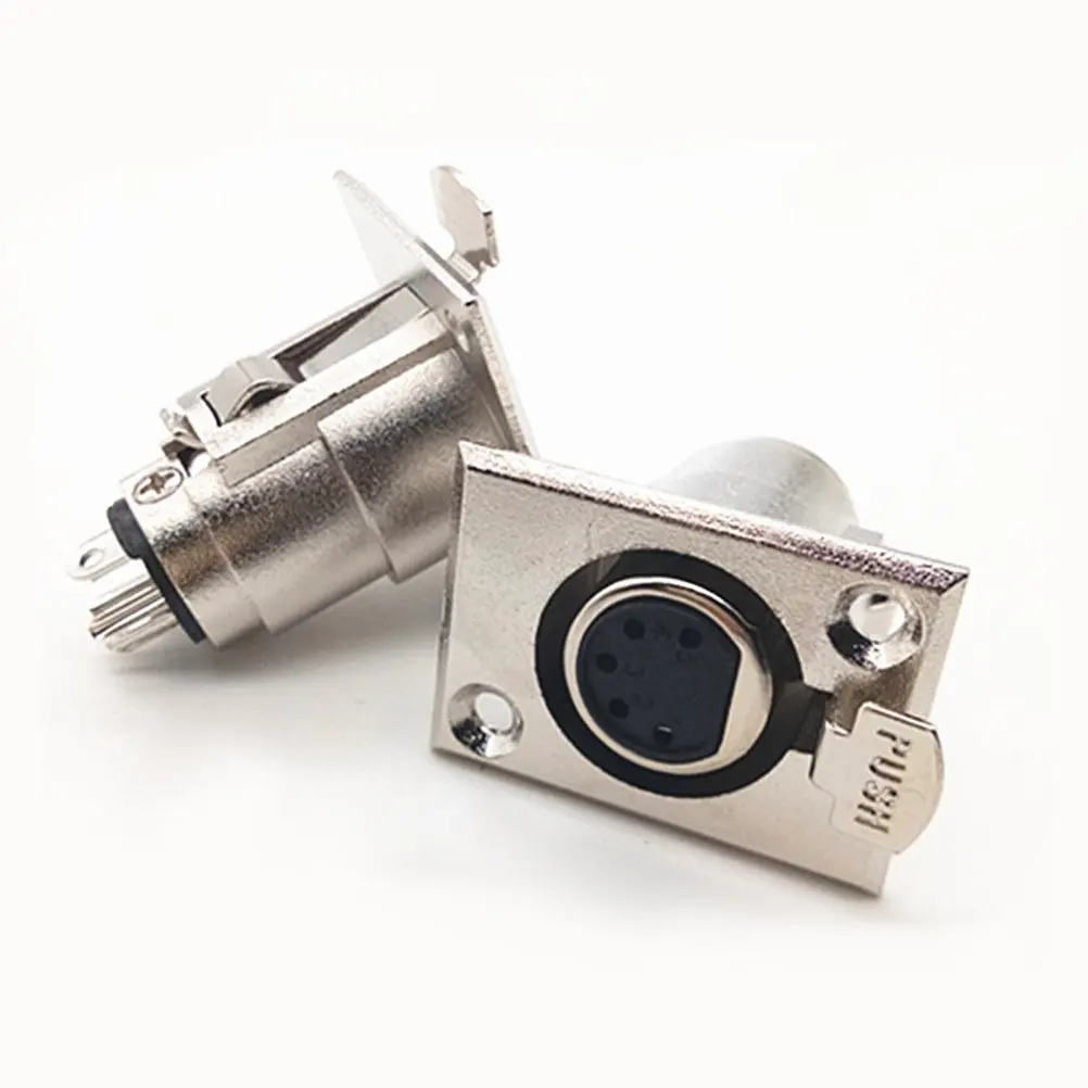 2Pcs Xlr Female Audio Panel Connector 5-Pin Nickel-Plated Isolation Compact Lightweight Speaker Jack Socket