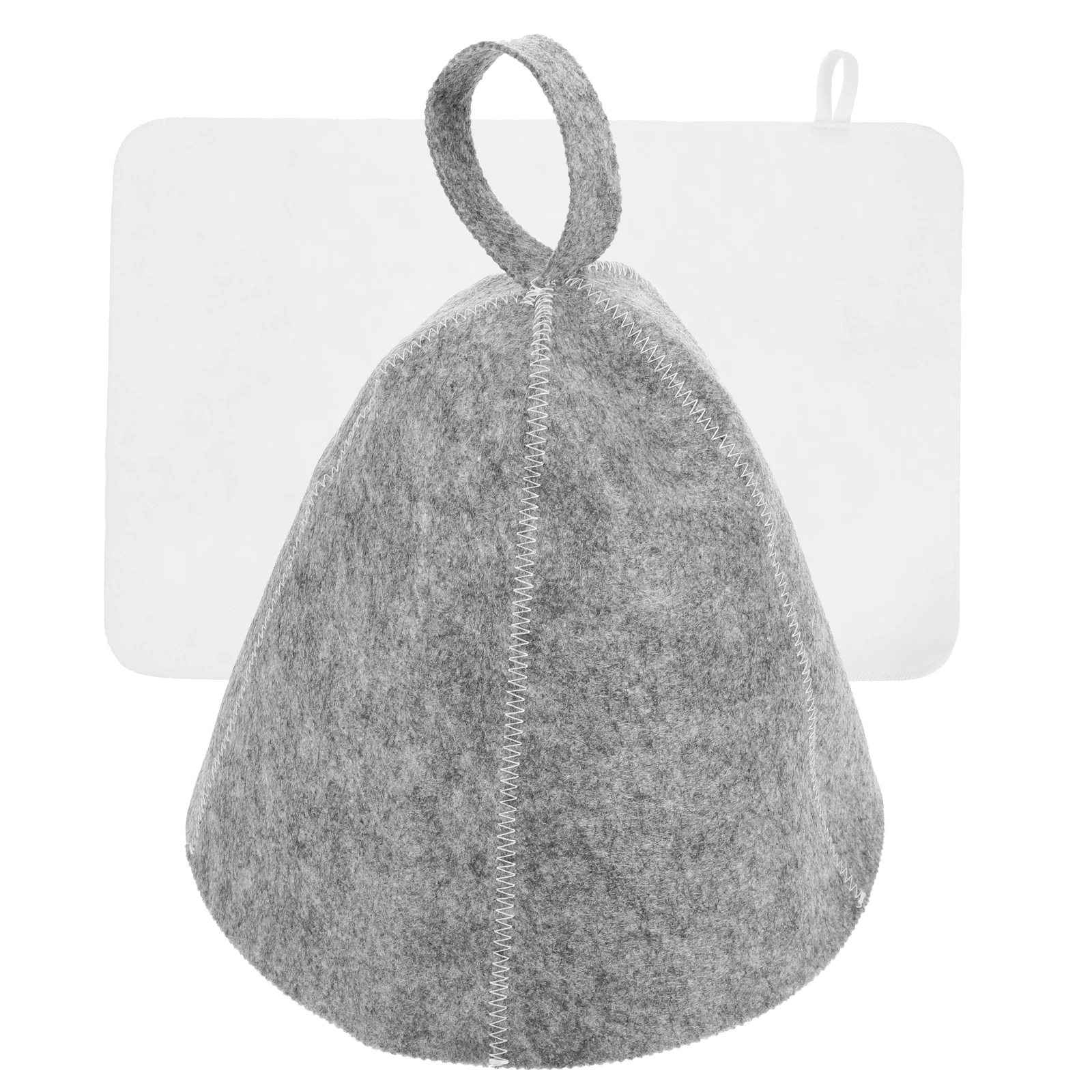 

Sauna Hat Felt Bath Set Grey Hat White Pad for Women Adults Lightweight Comfortable Shower Accessory Portable Sauna Supplies